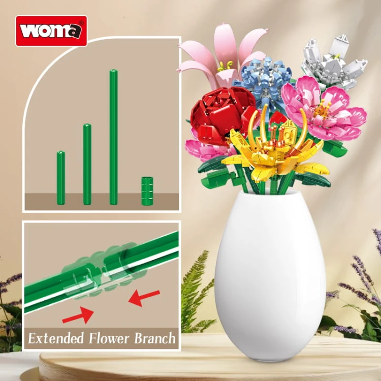 Klocki WOMA 11540-DS. 6 kwiatów