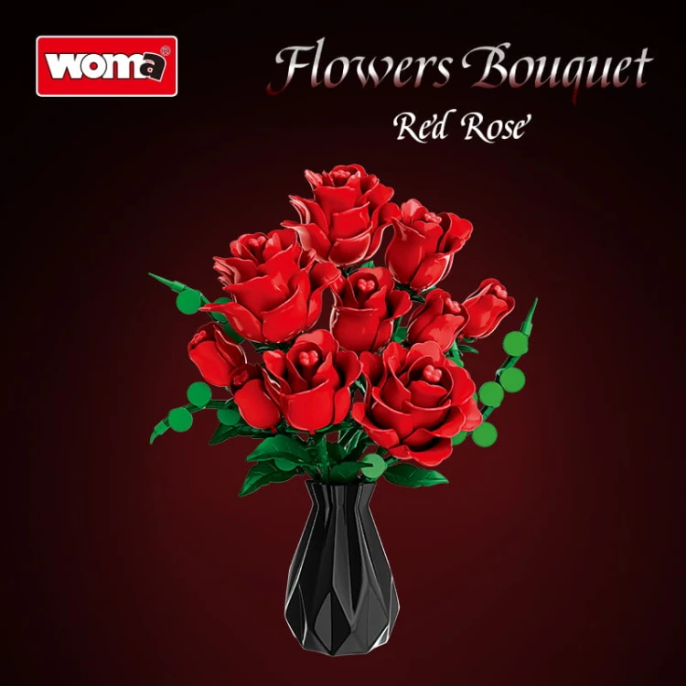 Klocki WOMA 11156-DS. Bukiet Czerwonych Róż