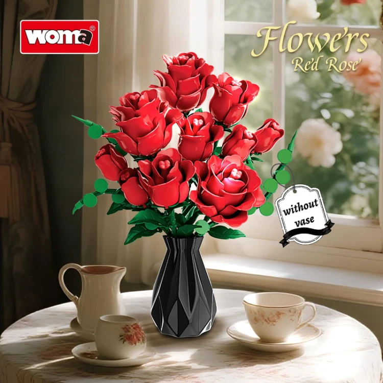 Klocki WOMA 11156-DS. Bukiet Czerwonych Róż