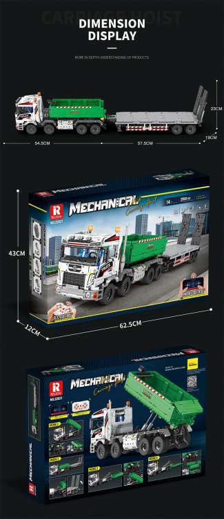 22021 Large Truck with flat trailer (2950pcs)